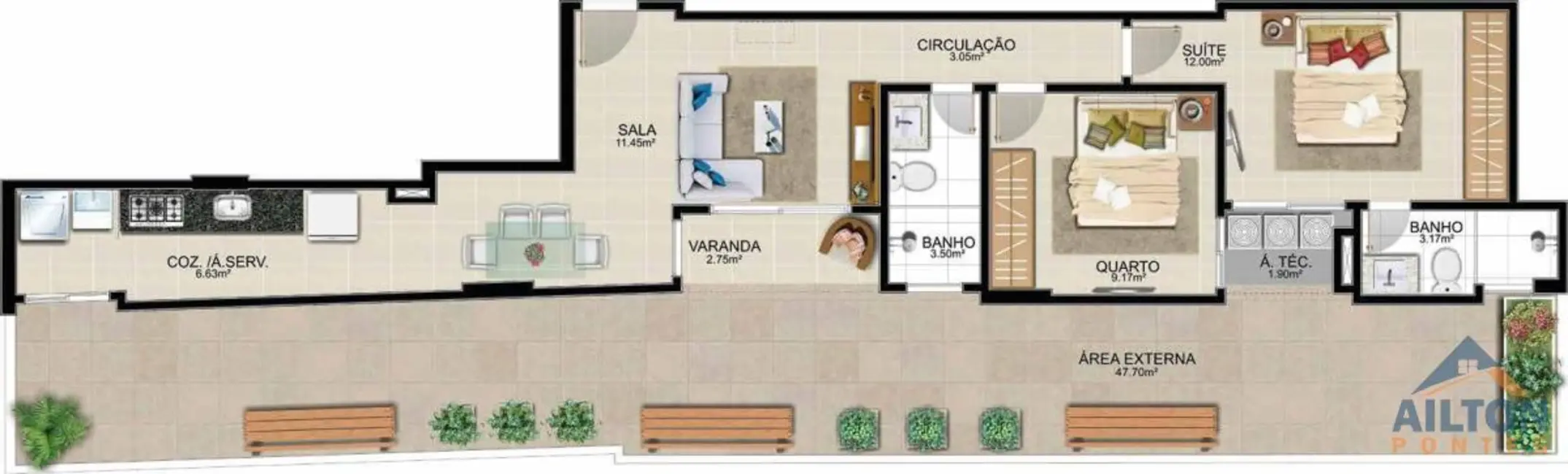 Apartamento com 2 quartos à venda, 68m2 em Praia do Morro, Guarapari - ES - imagem 9 Foto 9 de Apartamento com 2 quartos à venda, 68m2 em Praia do Morro, Guarapari - ES