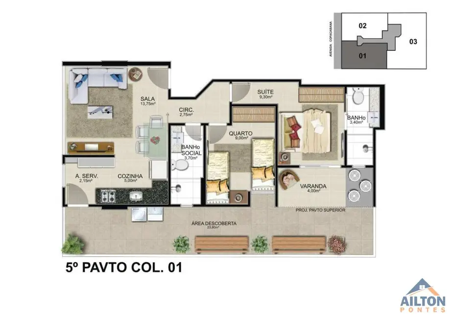 Foto 5 de Apartamento com 2 quartos à venda, 58m2 em Praia do Morro, Guarapari - ES