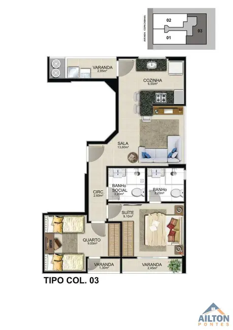 Foto 7 de Apartamento com 2 quartos à venda, 58m2 em Praia do Morro, Guarapari - ES