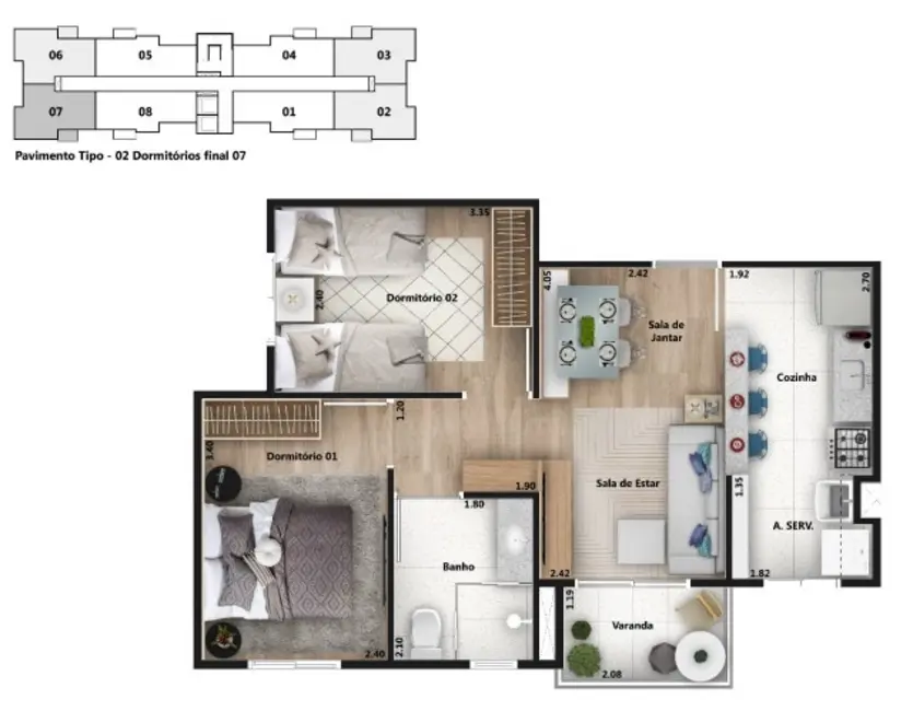 Foto 1 de Apartamento com 2 quartos à venda, 47m2 em Recreio Estoril, Atibaia - SP