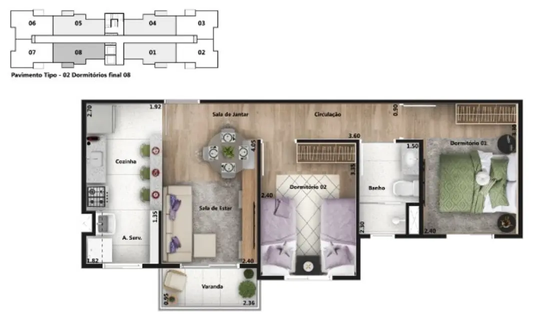 Foto 2 de Apartamento com 2 quartos à venda, 47m2 em Recreio Estoril, Atibaia - SP