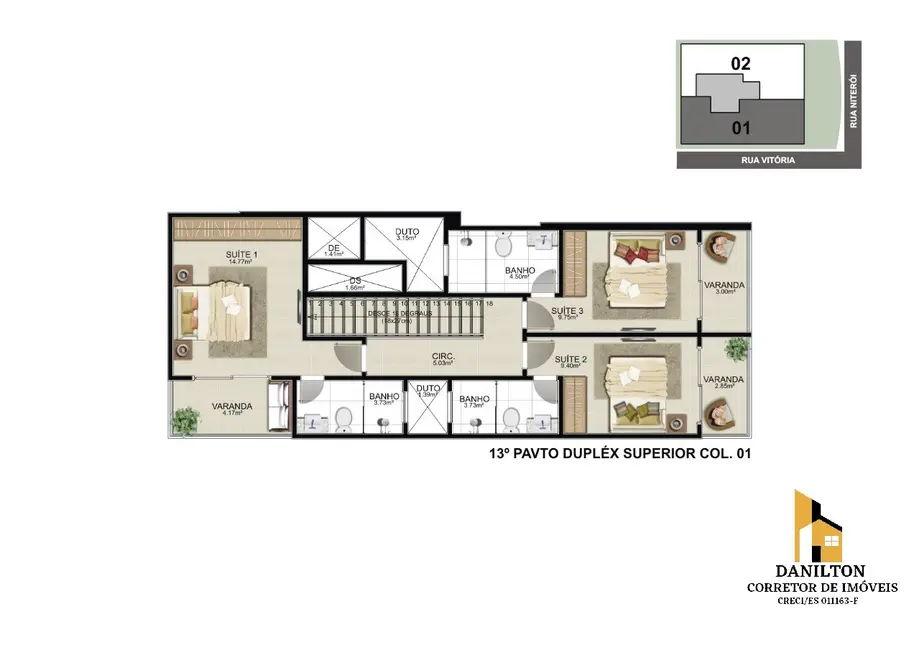 Apartamento com 3 quartos à venda, 140m2 em Praia do Morro, Guarapari - ES - imagem 3 Foto 3 de Apartamento com 3 quartos à venda, 140m2 em Praia do Morro, Guarapari - ES