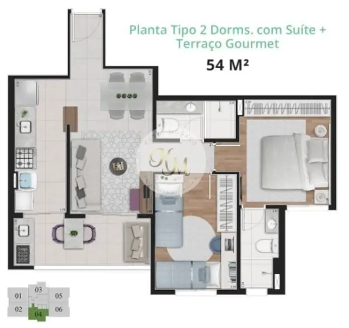 Foto 5 de Apartamento com 2 quartos à venda, 54m2 em Jardim das Flores, Osasco - SP