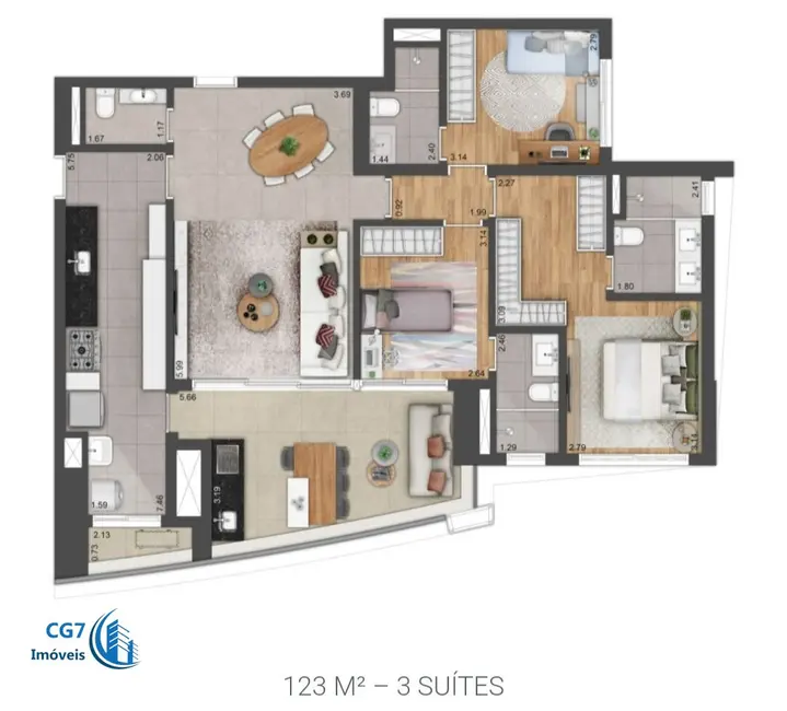 Foto 2 de Apartamento com 3 quartos à venda, 123m2 em Alphaville Conde II, Barueri - SP