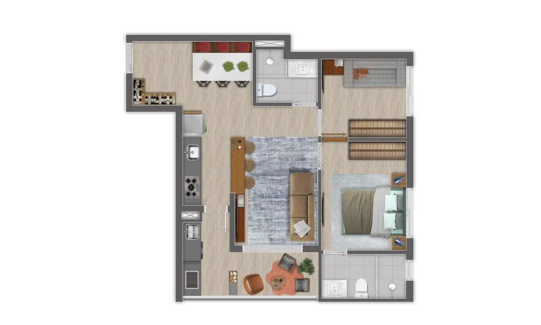 Apartamento com 2 quartos à venda, 57m2 em Tamboré, Barueri - SP - imagem 4 Foto 4 de Apartamento com 2 quartos à venda, 57m2 em Tamboré, Barueri - SP