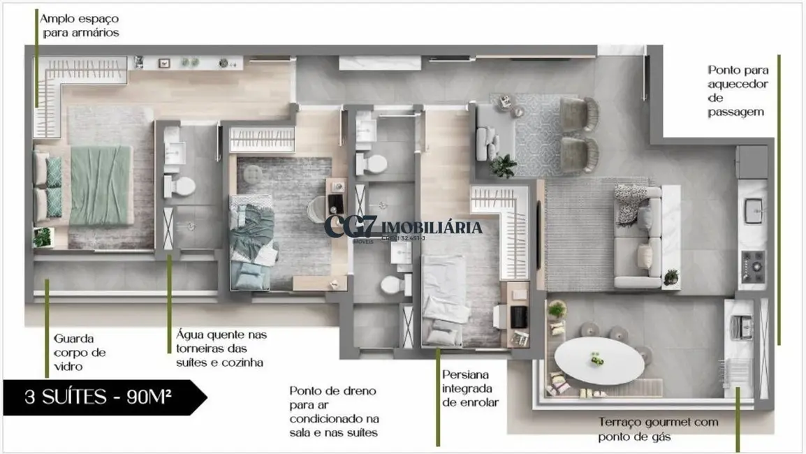 Foto 1 de Apartamento com 3 quartos à venda, 91m2 em Alphagran Alphaville, Barueri - SP