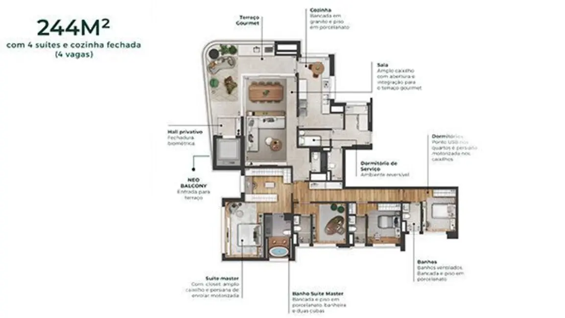Foto 2 de Apartamento com 3 quartos à venda, 244m2 em Sítio Tamboré Alphaville, Barueri - SP