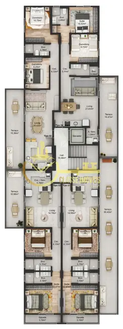 Foto 7 de Apartamento com 2 quartos à venda, 97m2 em Cordeiros, Itajai - SC