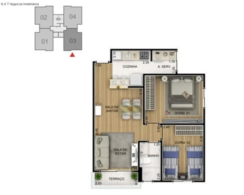 Foto 6 de Apartamento com 2 quartos à venda e para alugar, 52m2 em Jardim Santa Fé, Sorocaba - SP
