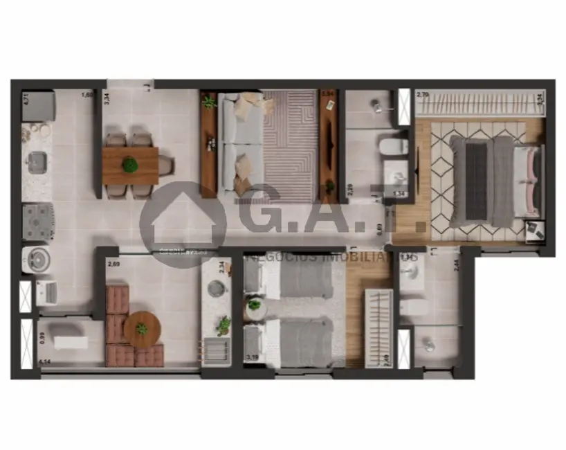 Foto 2 de Apartamento com 2 quartos à venda, 67m2 em Parque Morumbi, Votorantim - SP