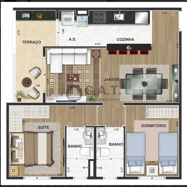 Foto 2 de Apartamento com 2 quartos à venda, 60m2 em Jardim São Carlos, Sorocaba - SP