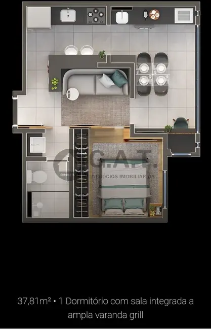 Foto 2 de Apartamento com 1 quarto à venda, 41m2 em Jardim América, Sorocaba - SP