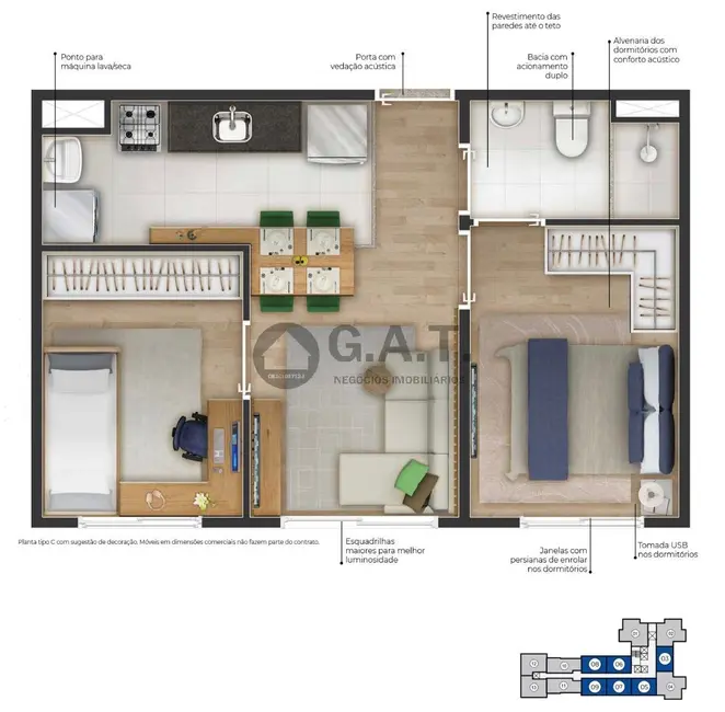 Apartamento com 2 quartos à venda, 38m2 em Jardim Gonçalves, Sorocaba - SP - imagem 3 Foto 3 de Apartamento com 2 quartos à venda, 38m2 em Jardim Gonçalves, Sorocaba - SP