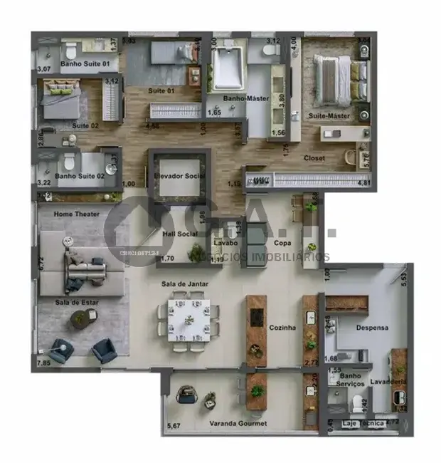 Foto 2 de Apartamento com 3 quartos à venda, 201m2 em Jardim Portal da Colina, Sorocaba - SP