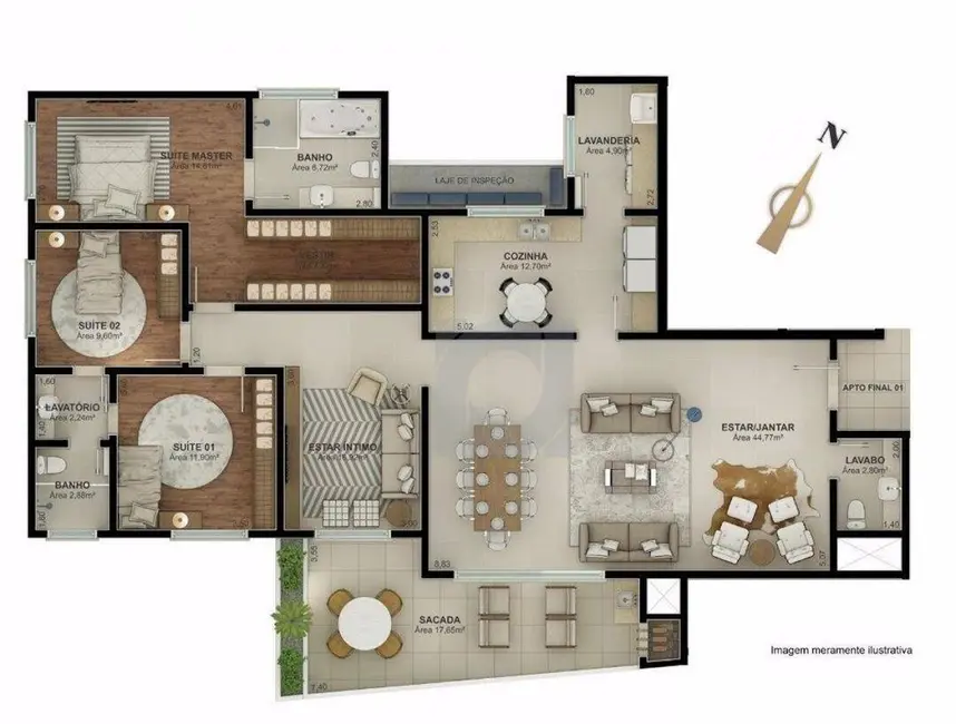 Apartamento com 3 quartos à venda, 241m2 em São José, Sao Leopoldo - RS - imagem 6 Foto 6 de Apartamento com 3 quartos à venda, 241m2 em São José, Sao Leopoldo - RS