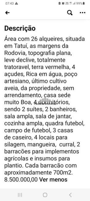 Foto 7 de Sítio / Rancho com 4 quartos à venda, 26m2 em Centro, Tatui - SP