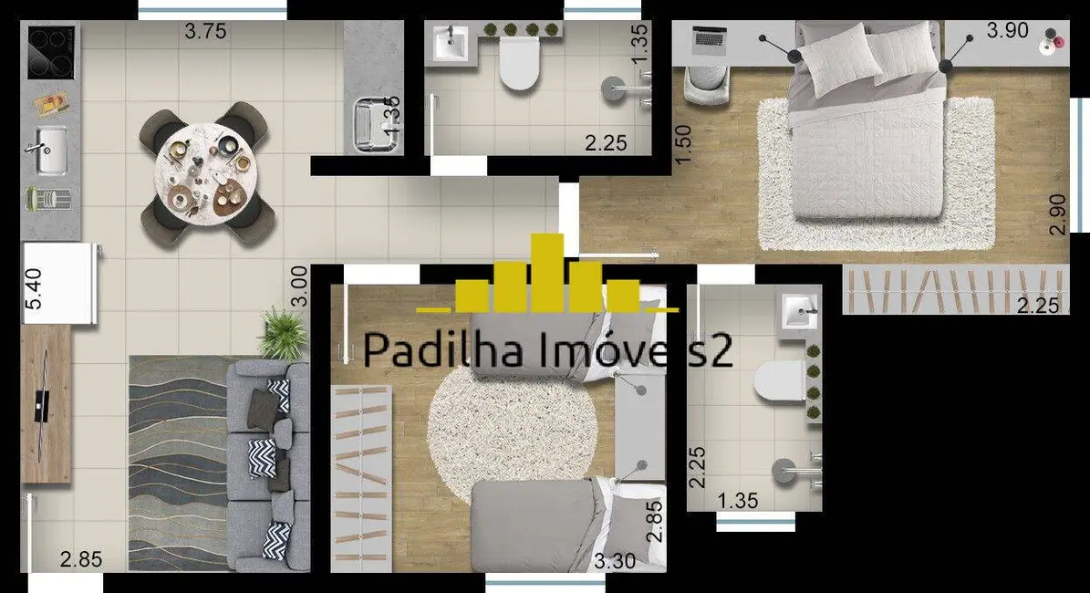Apartamento com 2 quartos à venda e para alugar, 54m2 em Jardim Wanel Ville V, Sorocaba - SP - imagem 2 Foto 2 de Apartamento com 2 quartos à venda e para alugar, 54m2 em Jardim Wanel Ville V, Sorocaba - SP