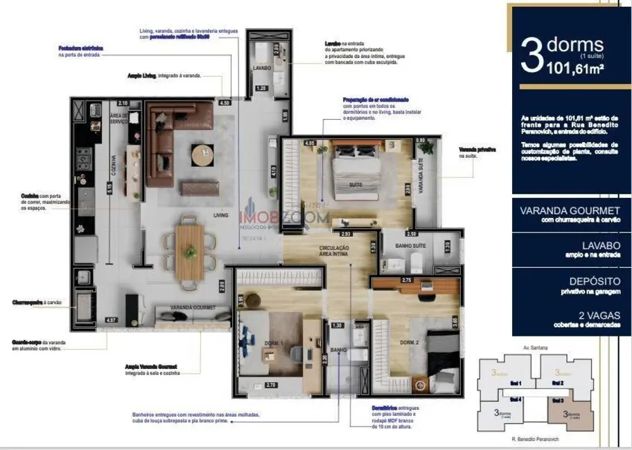 Foto 2 de Apartamento com 3 quartos à venda, 130m2 em Nova Gardênia, Atibaia - SP