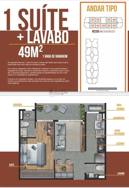 Foto 2 de Apartamento com 1 quarto à venda, 49m2 em Caetetuba, Atibaia - SP