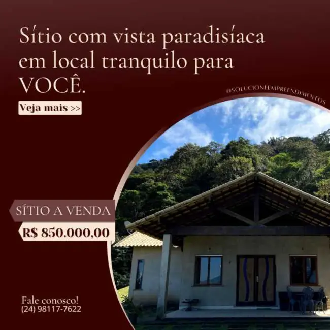 Foto 1 de Sítio / Rancho com 3 quartos à venda em Vassouras - RJ