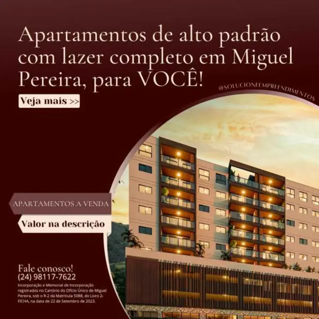 Foto 1 de Apartamento com 2 quartos à venda em Miguel Pereira - RJ