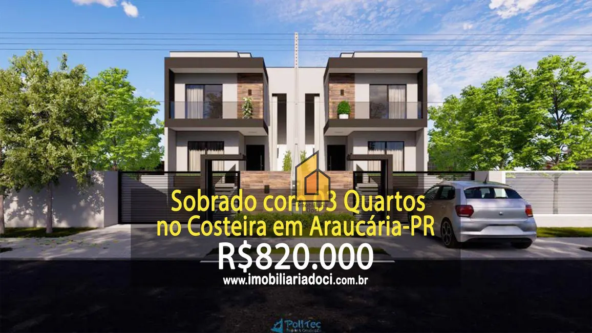 Foto 1 de Sobrado com 3 quartos à venda, 149m2 em Costeira, Araucaria - PR