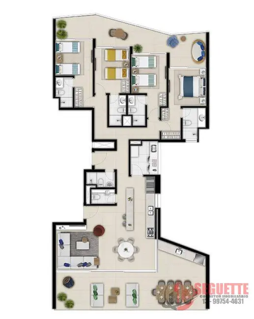 Foto 4 de Apartamento com 4 quartos à venda, 209m2 em Riviera de São Lourenço, Bertioga - SP