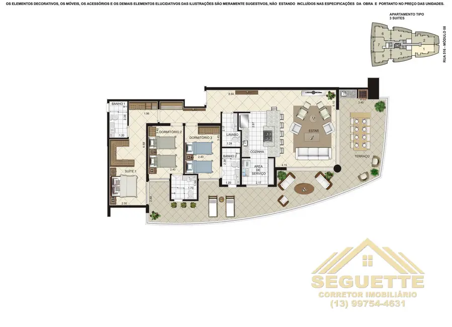 Foto 8 de Apartamento com 3 quartos à venda, 102m2 em Riviera de São Lourenço, Bertioga - SP