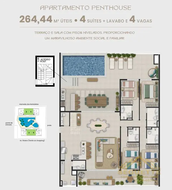 Foto 9 de Apartamento com 3 quartos à venda, 154264m2 em Riviera de São Lourenço, Bertioga - SP