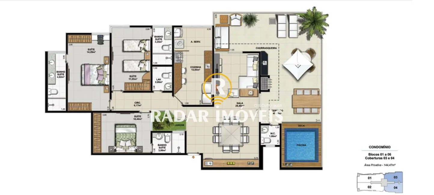 Foto 2 de Apartamento com 3 quartos à venda, 144m2 em Arraial Do Cabo - RJ