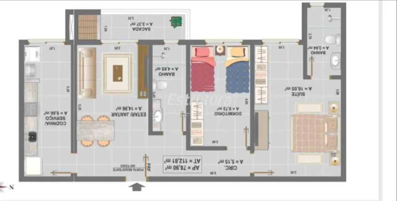 Foto 2 de Apartamento com 2 quartos à venda, 79m2 em Camobi, Santa Maria - RS