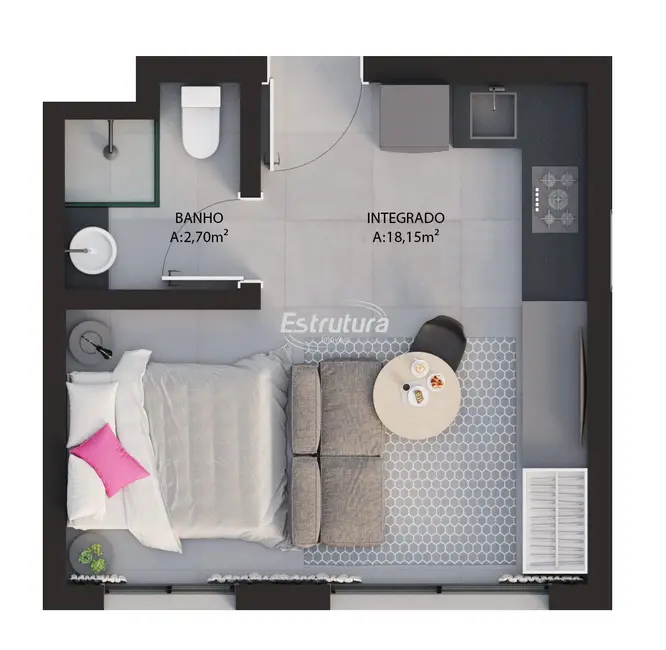 Foto 5 de Apartamento com 2 quartos à venda, 36m2 em Camobi, Santa Maria - RS