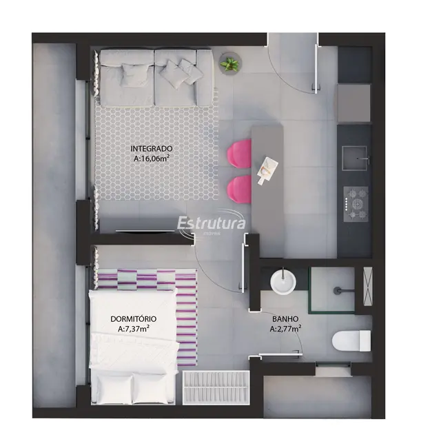 Foto 7 de Apartamento com 2 quartos à venda, 36m2 em Camobi, Santa Maria - RS