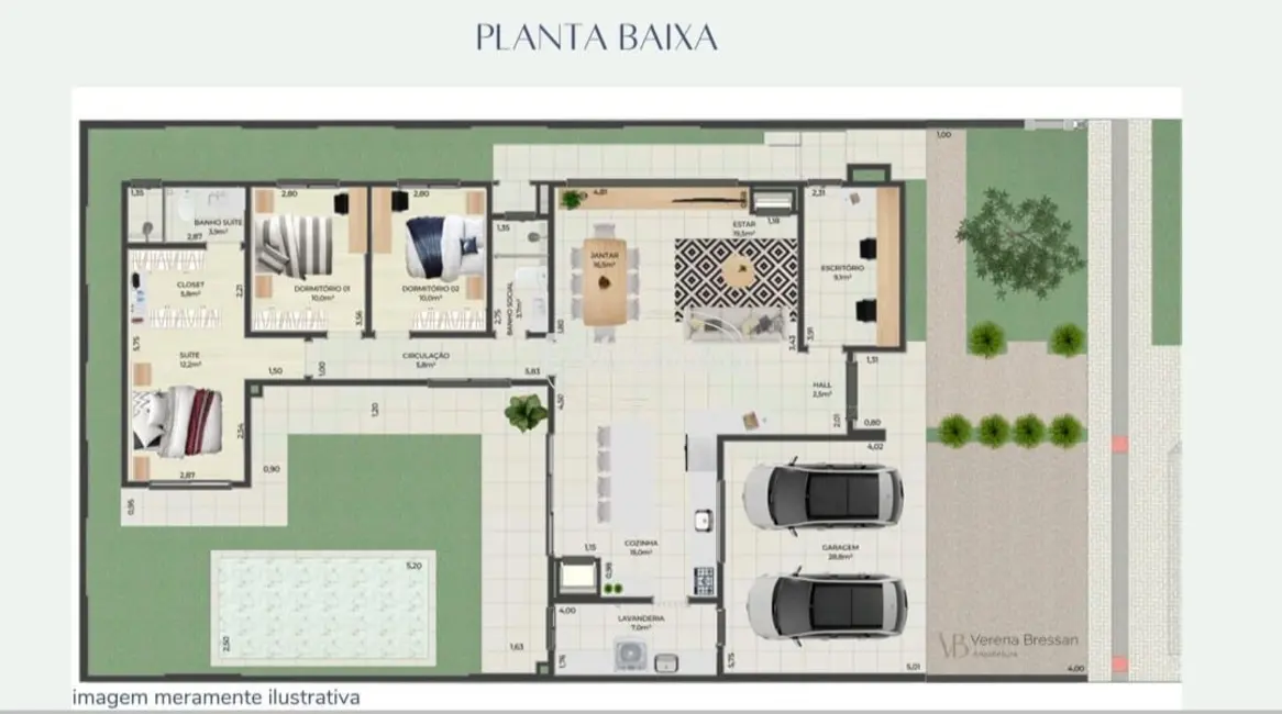 Foto 9 de Casa de Condomínio com 3 quartos à venda, 193m2 em Camobi, Santa Maria - RS