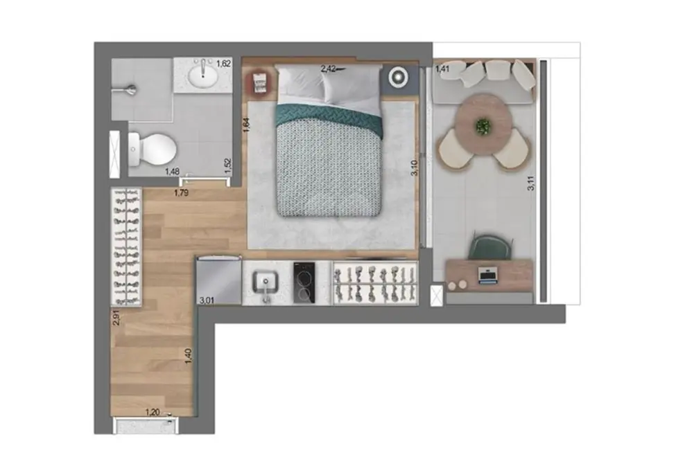 Kitnet com 1 quarto à venda, 23m2 em Paraíso, São Paulo - SP - imagem 4 Foto 4 de Kitnet com 1 quarto à venda, 23m2 em Paraíso, São Paulo - SP