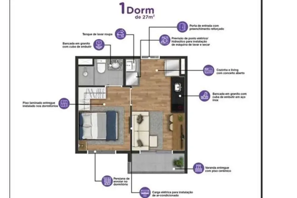 Foto 2 de Apartamento com 1 quarto à venda, 27m2 em Pinheiros, São Paulo - SP