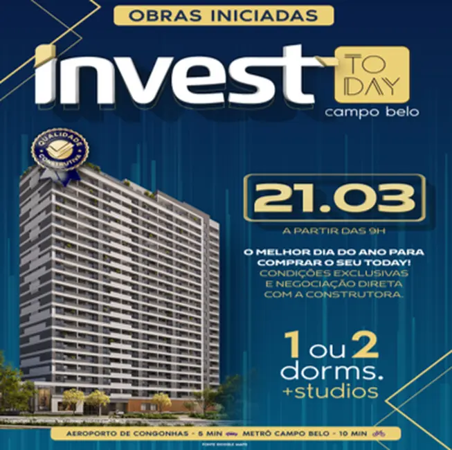 Foto 1 de Apartamento com 2 quartos à venda, 39m2 em Campo Belo, São Paulo - SP