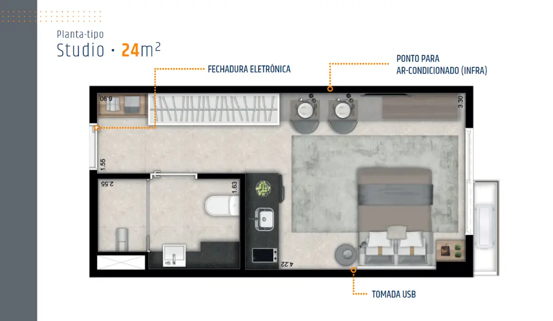 Apartamento com 1 quarto à venda, 24m2 em Vila Olímpia, São Paulo - SP - imagem 2 Foto 2 de Apartamento com 1 quarto à venda, 24m2 em Vila Olímpia, São Paulo - SP