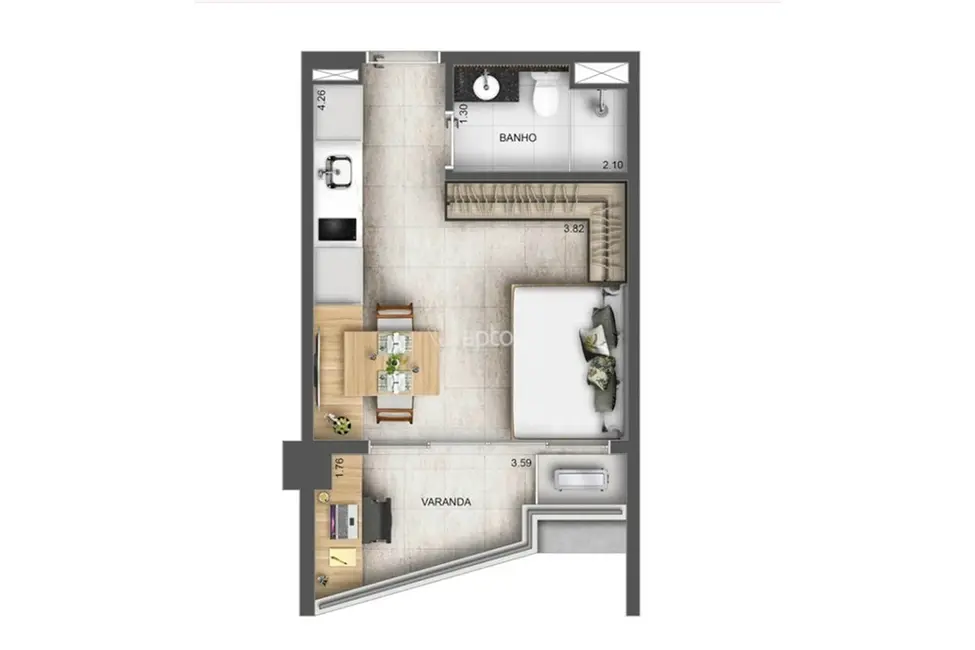 Apartamento com 1 quarto à venda, 25m2 em Jardim das Acácias, São Paulo - SP - imagem 8 Foto 8 de Apartamento com 1 quarto à venda, 25m2 em Jardim das Acácias, São Paulo - SP