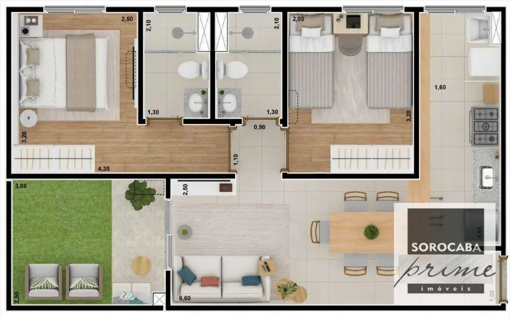 Apartamento com 2 quartos à venda, 55m2 em Jardim Europa, Sorocaba - SP - imagem 3 Foto 3 de Apartamento com 2 quartos à venda, 55m2 em Jardim Europa, Sorocaba - SP