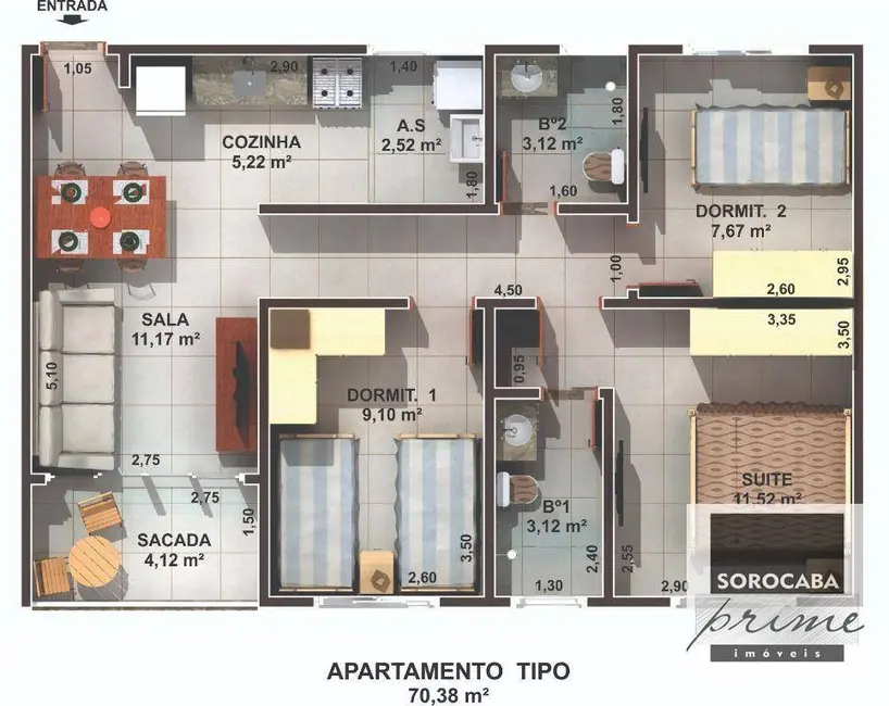 Foto 7 de Apartamento com 3 quartos à venda, 70m2 em Aracoiaba Da Serra - SP