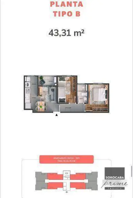 Foto 4 de Apartamento com 2 quartos à venda, 43m2 em Sorocaba - SP