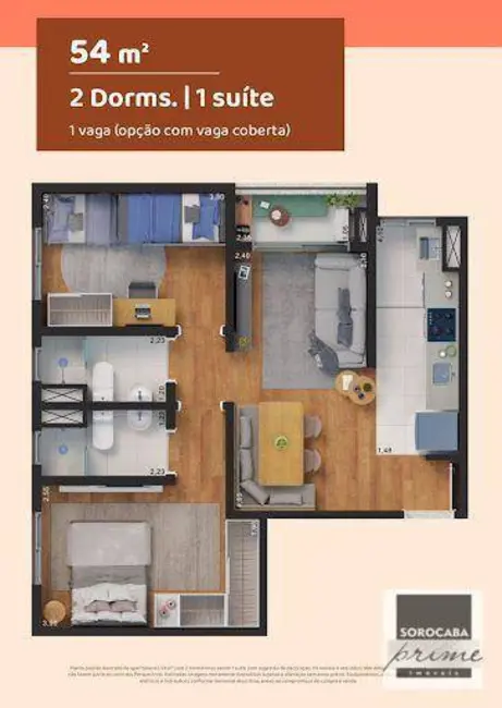 Apartamento com 2 quartos à venda, 54m2 em Parque Santa Isabel, Sorocaba - SP - imagem 3 Foto 3 de Apartamento com 2 quartos à venda, 54m2 em Parque Santa Isabel, Sorocaba - SP