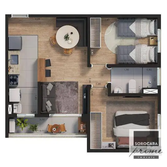 Apartamento com 2 quartos à venda, 52m2 em Vila Rica, Sorocaba - SP - imagem 4 Foto 4 de Apartamento com 2 quartos à venda, 52m2 em Vila Rica, Sorocaba - SP