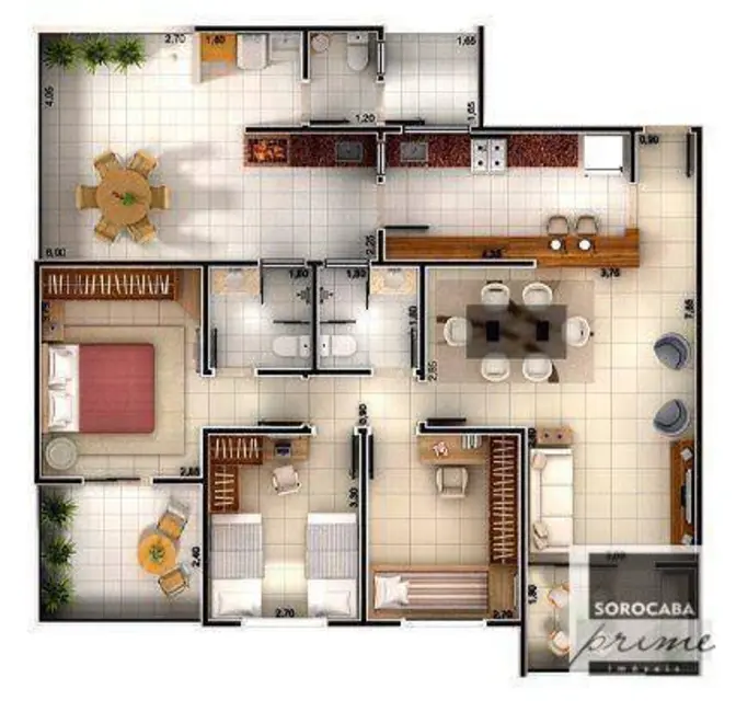 Apartamento com 3 quartos à venda, 97m2 em Vila Espírito Santo, Sorocaba - SP - imagem 5 Foto 5 de Apartamento com 3 quartos à venda, 97m2 em Vila Espírito Santo, Sorocaba - SP