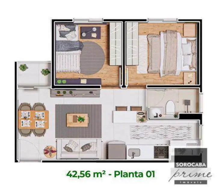 Apartamento com 2 quartos à venda, 47m2 em Chácaras Reunidas São Jorge, Sorocaba - SP - imagem 5 Foto 5 de Apartamento com 2 quartos à venda, 47m2 em Chácaras Reunidas São Jorge, Sorocaba - SP