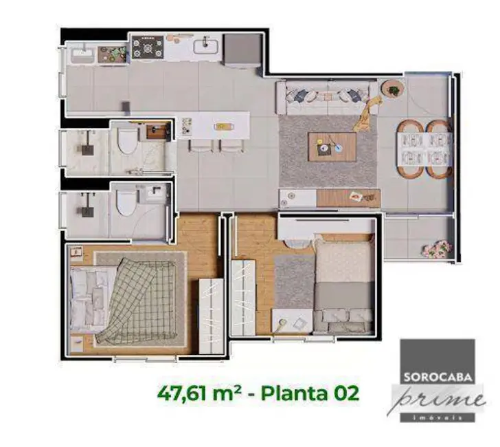 Apartamento com 2 quartos à venda, 47m2 em Chácaras Reunidas São Jorge, Sorocaba - SP - imagem 3 Foto 3 de Apartamento com 2 quartos à venda, 47m2 em Chácaras Reunidas São Jorge, Sorocaba - SP