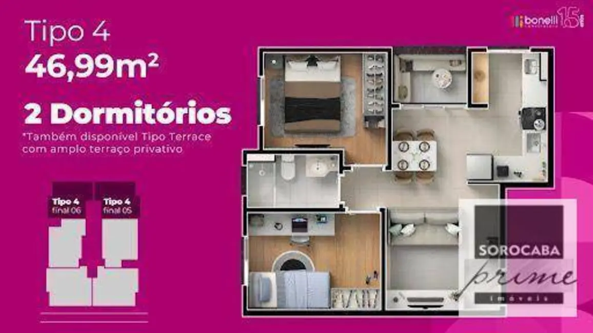 Foto 6 de Apartamento com 2 quartos à venda, 49m2 em Rio Acima, Votorantim - SP