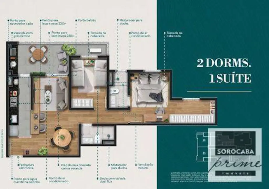 Apartamento com 2 quartos à venda, 73m2 em Parque Campolim, Sorocaba - SP - imagem 4 Foto 4 de Apartamento com 2 quartos à venda, 73m2 em Parque Campolim, Sorocaba - SP