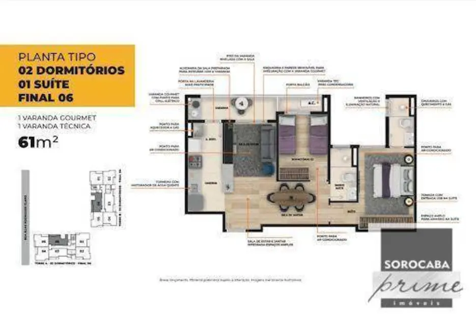 Apartamento com 2 quartos à venda, 60m2 em Jardim São Carlos, Sorocaba - SP - imagem 7 Foto 7 de Apartamento com 2 quartos à venda, 60m2 em Jardim São Carlos, Sorocaba - SP